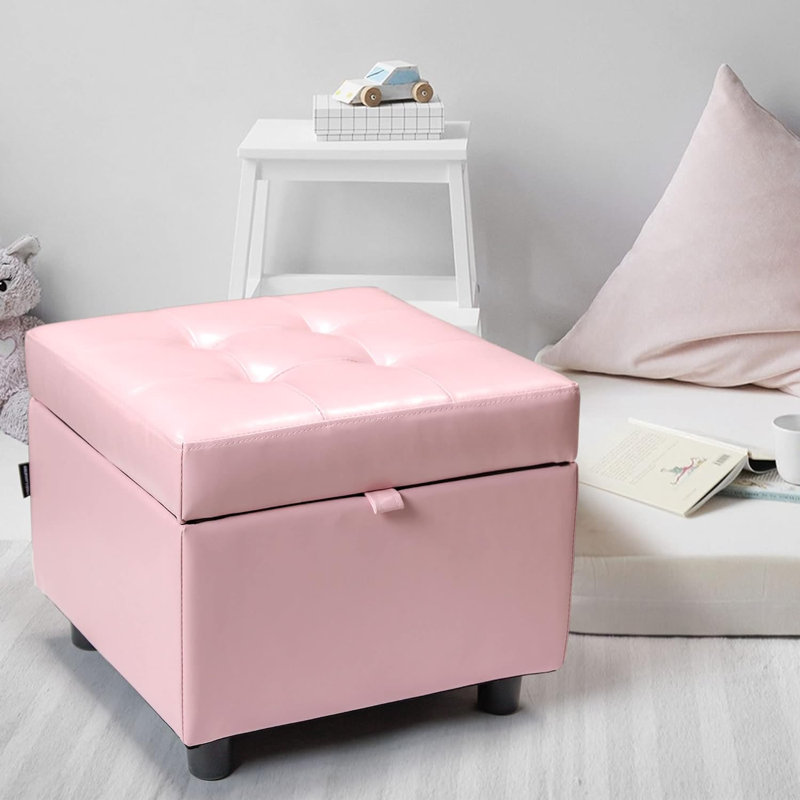 Kaje Upholstered Ottoman, Pink