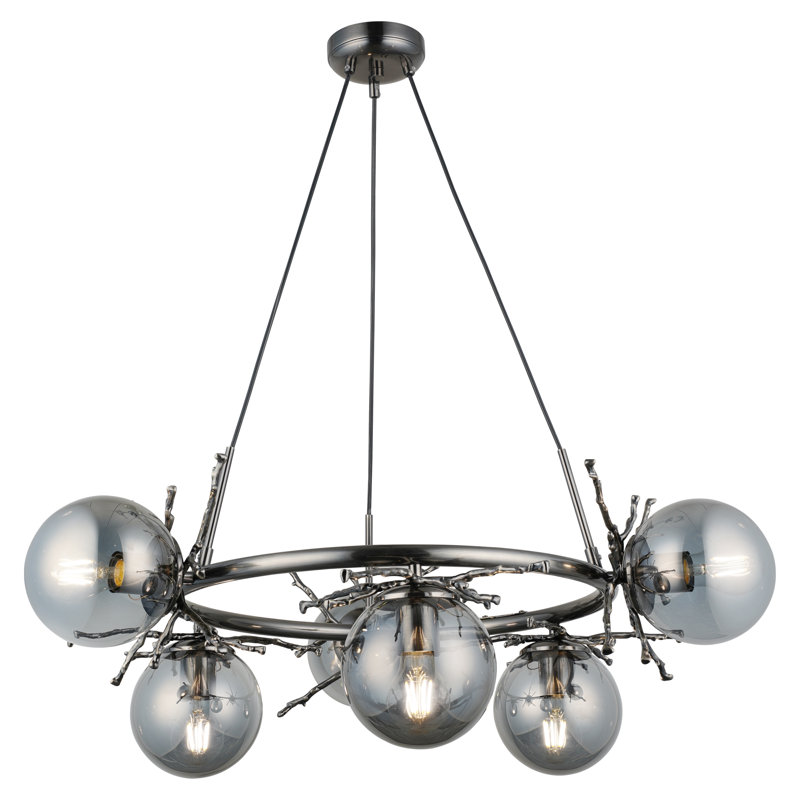 Charlieanne 6 - Light Waggon Wheel Pendant, Chrome