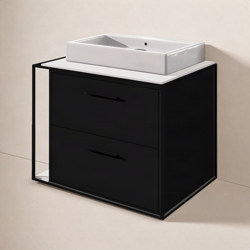 Linea 24'' W Single Vanity, Matte Black, Wall Mount, Matte Black