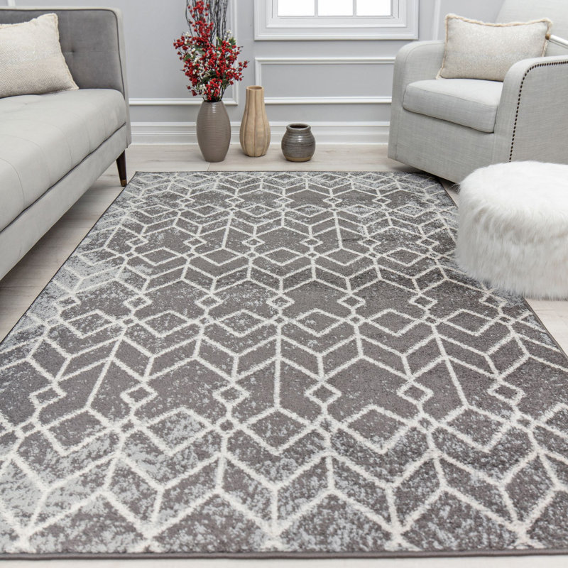 Ildiko KN30A Moonless Night Moroccan Tribal Grey Area Rug, 8'3"X10'0", Rectangle 8'3" x 10'