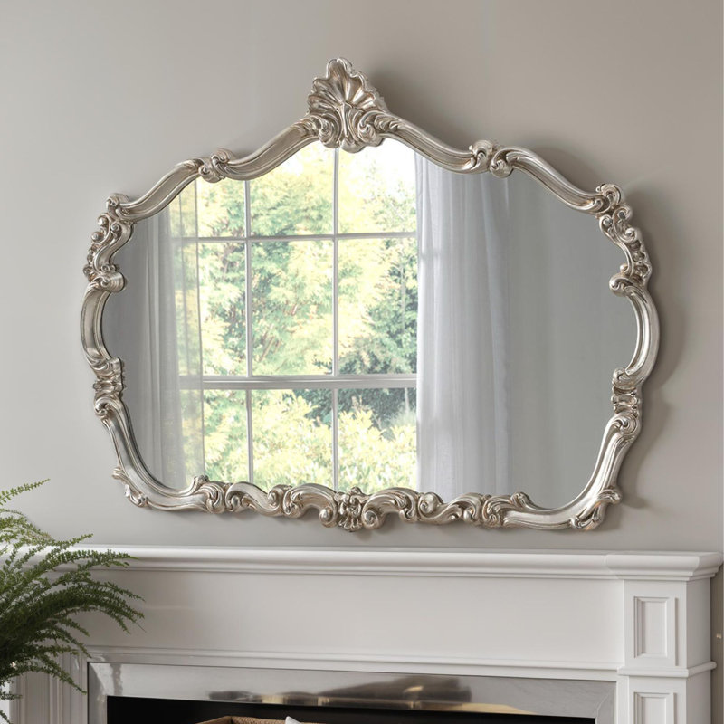 Renaissance Duck Carved Landscape Wall Mirror, Silver