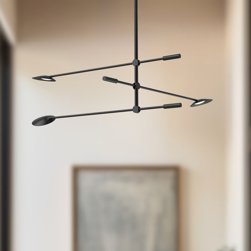 Black Metal 32.5" Dimmable LED Sputnik Chandelier