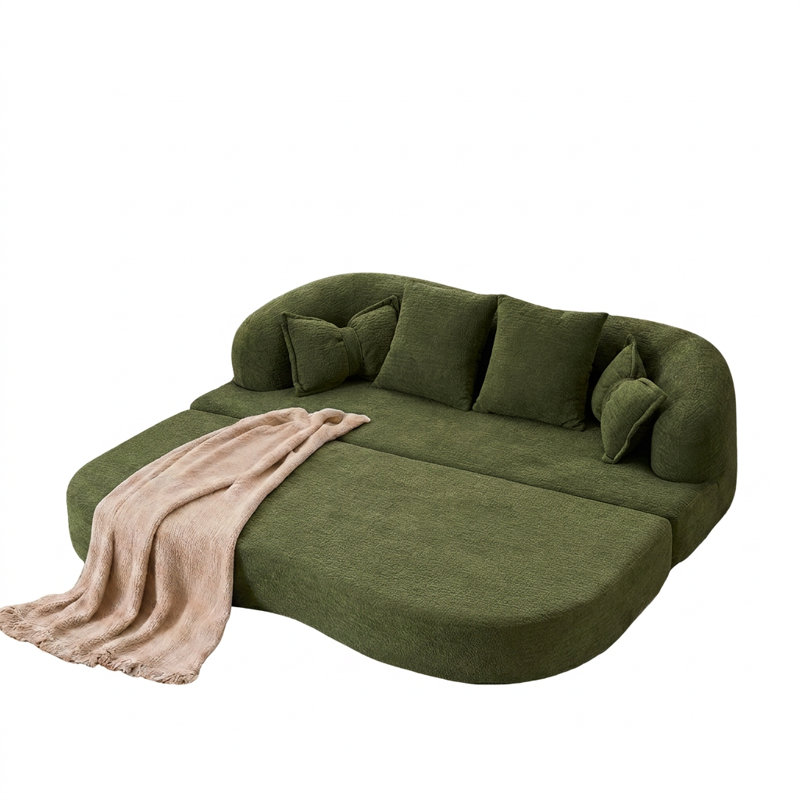 Modern Convertible Foldable Sofa Bed, Green