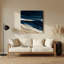 Art mural horizontal rayé bleu foncé en métal crème bleu-1240972634