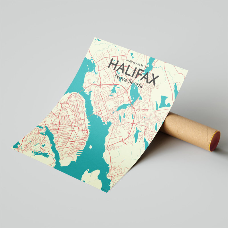 « halifax city map », reproduction d’impression sur affiche en couleur, H 20 po x l 16 po
