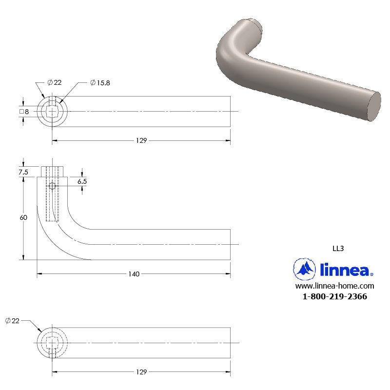 Full Double Dummy Door Lever Set, Polished Stainless Steel, Round