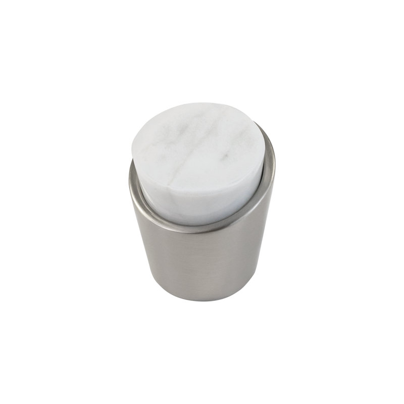 Firenze Mushroom Knob, White Marble/Satin Nickel