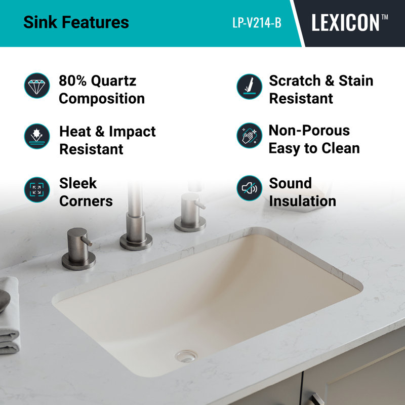 Beige Quartz Composite 21" Rectangle Vanity Sink