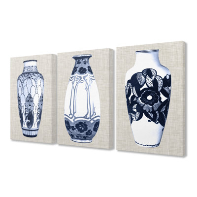 «Blue and White Vase Series on Linen», impression