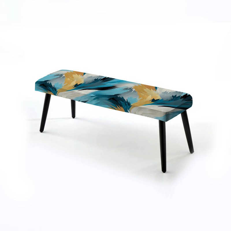 Banc rembourré abstrait turquoise Ikat Fusion - turquoise
