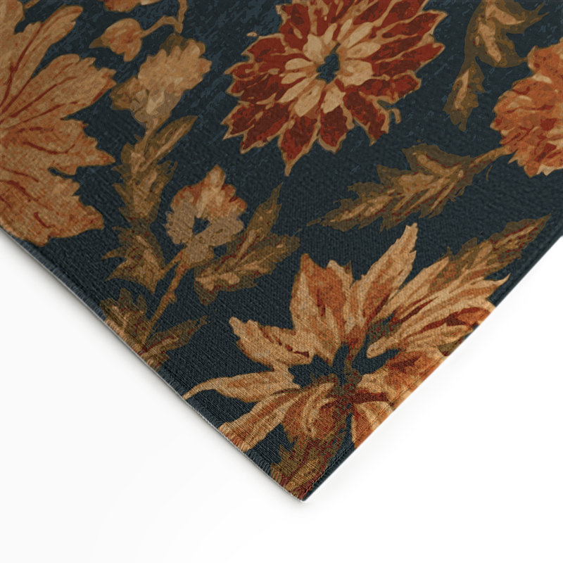 Tapis noir d'intérieur et d'extérieur Botanical, Rectangulaire 3 pi x 5 pi