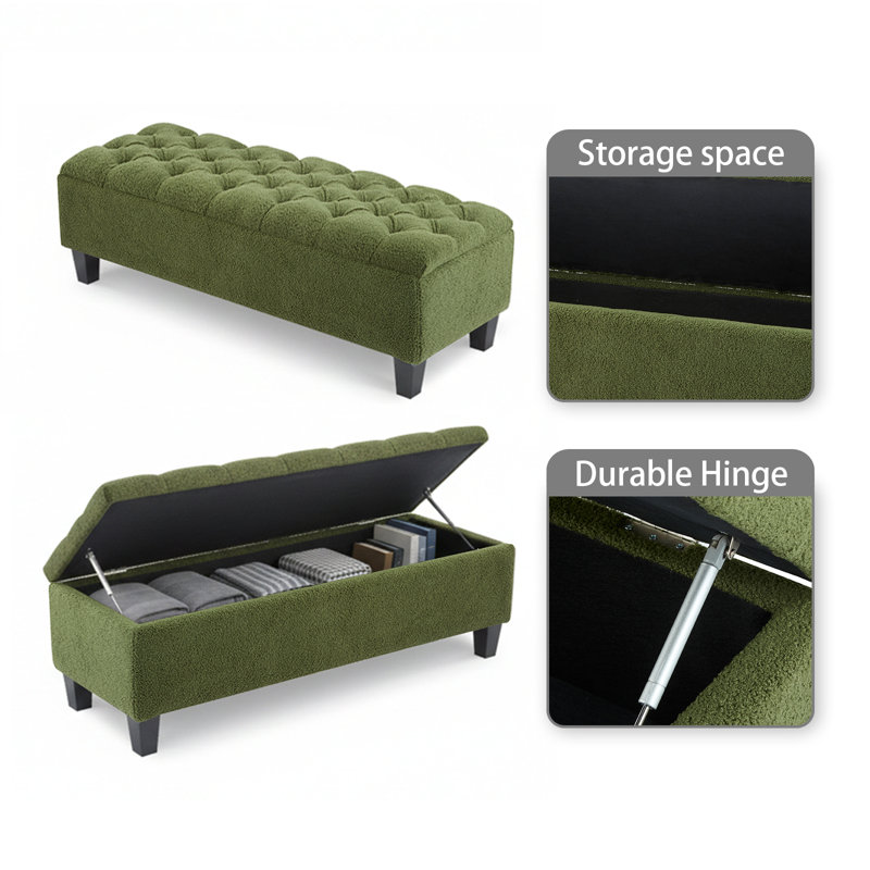 Banc de repose-pieds à surface bouclée minimaliste 51,21 pouces Minimalist