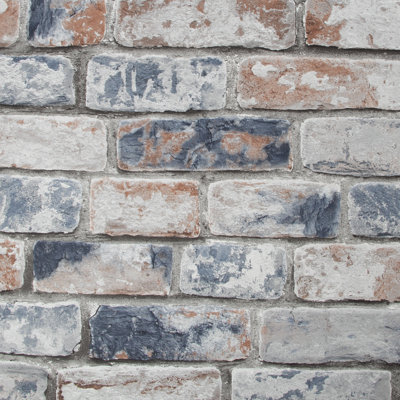 Fresco Navy/Red Industrial Distressed Brick Wallpaper