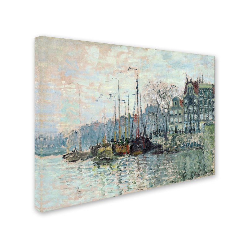 «View Of The Kromme Waal In Amsterdam», reproduction sur toile tendue, H 24 po x l 32 po