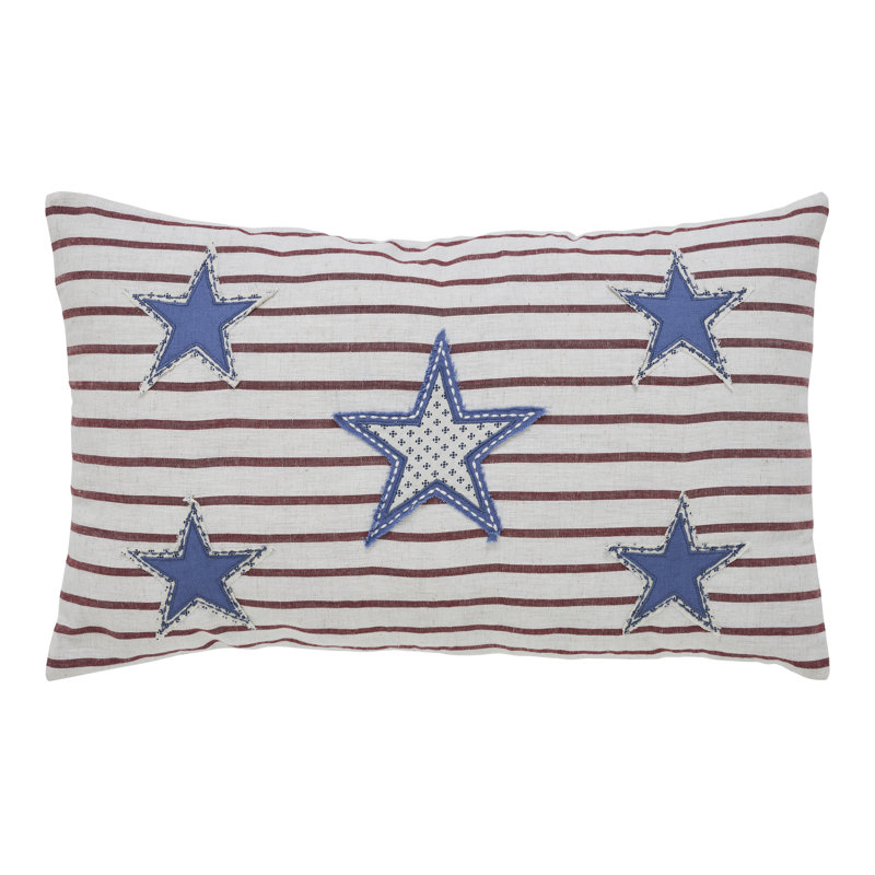 Patriotic Red Cream Blue Cotton Blend Throw Pillow