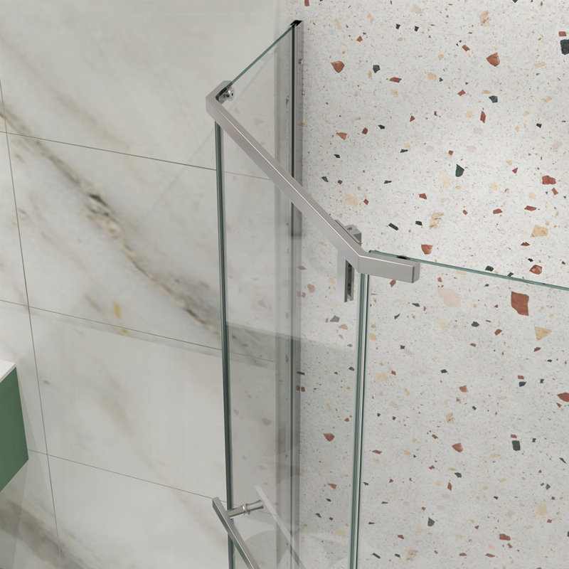 Porte de douche pivotante avec verre trempé de 1/4 po, Chrome chrome
