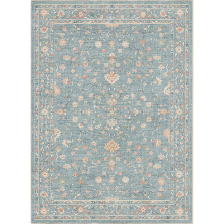 Bungalow Rose Aylena Hereke Floral Blue Area Rug