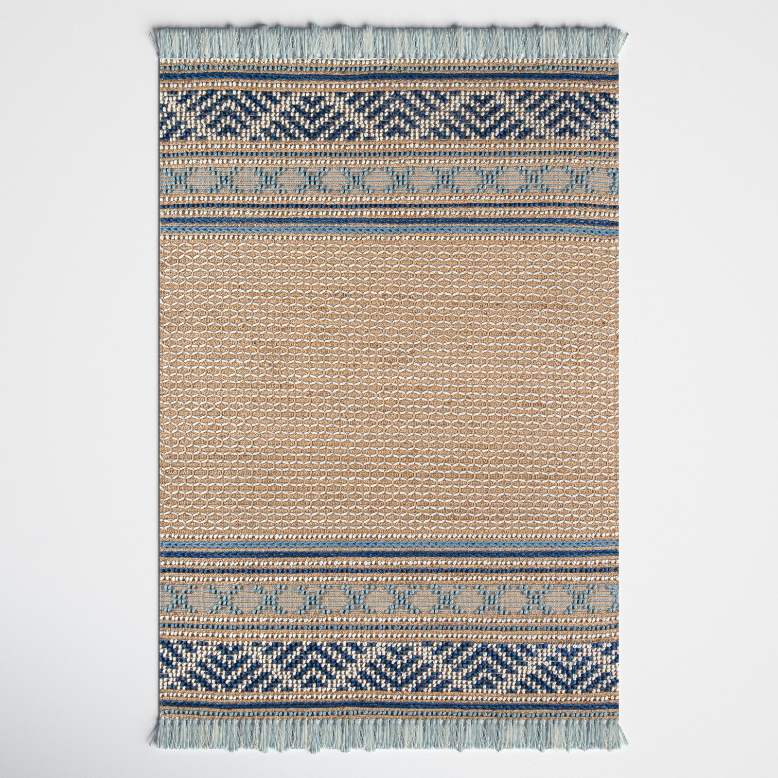 Alberta Beige/Blue Rug, Rectangle 3'9" x 5'9"
