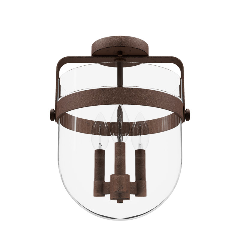  Glass Semi Flush Mount, Textured Rust
