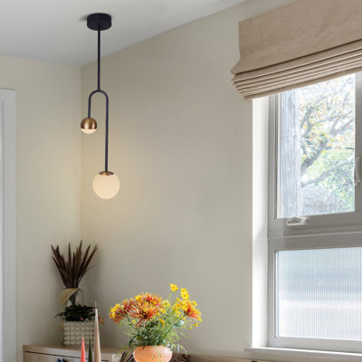 2-light Black Pendant Light Globe Pendant Light Kitchen Pendant Lighting Over Island