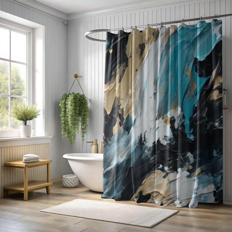 Painted Hues - Rideau de douche Premium, H 74 po x l 71 po
