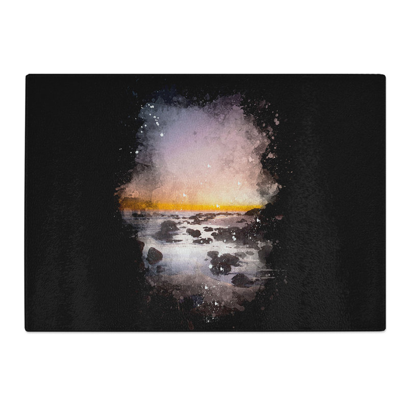 Tempered Glass Moon Above the Beach Chopping Board, 20 cm x 28.5 cm