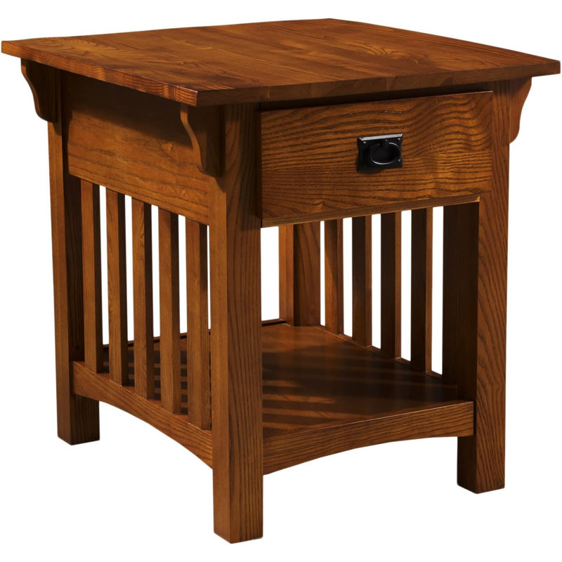 Mission Impeccable End Table With Locking Secret Compartment, Solid Wood Construction, Authentic Craftsman Design, Easy Assembly