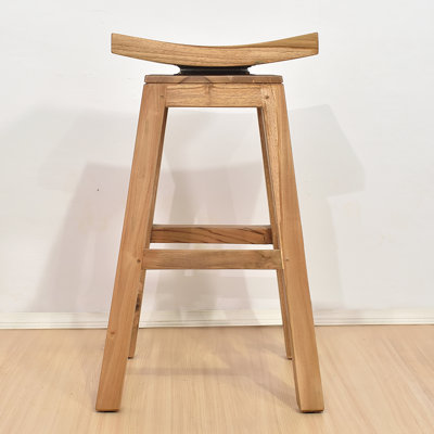 Dayah Swivel Solid Wood Counter Stool with Solid Wood Frame