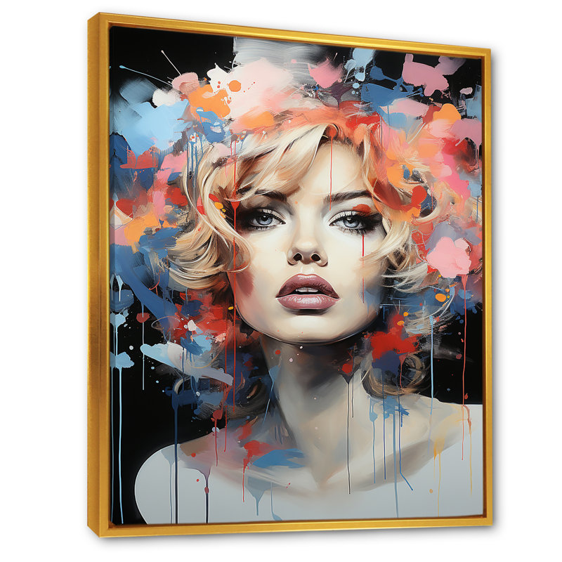«Marilyn Monroe Blooming Beauty», Cadre flottant doré, H 40 po x l 30 po x P 1,5 po