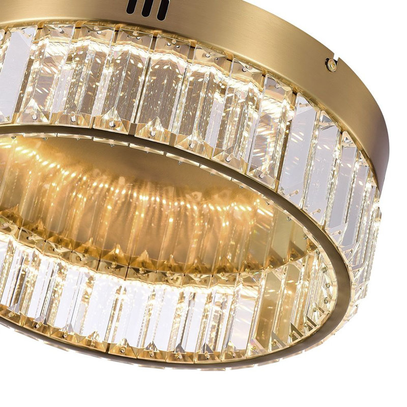 Crystal LED Flush Mount, Brushed Brass