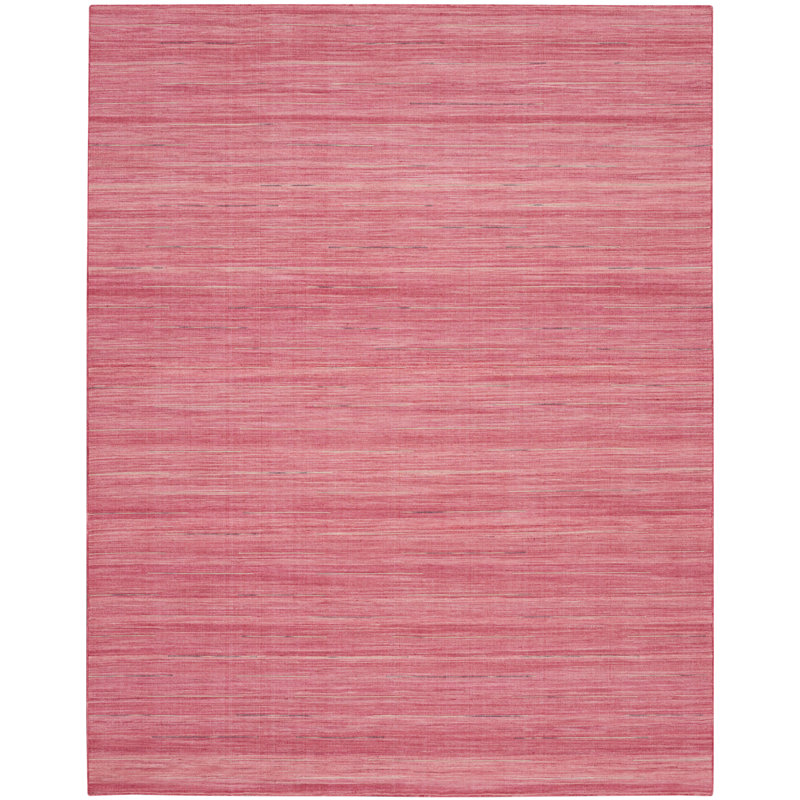 Anerinda Solid Hand Loomed Wool/Cotton Area Rug in Rose Pink, Rectangle 9' x 12'
