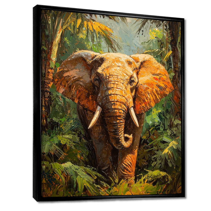 «Hartsell Elephant In The Tropical Rainforest», art sur toile éléphant, Noir, Impression encadrée sans passe-partout