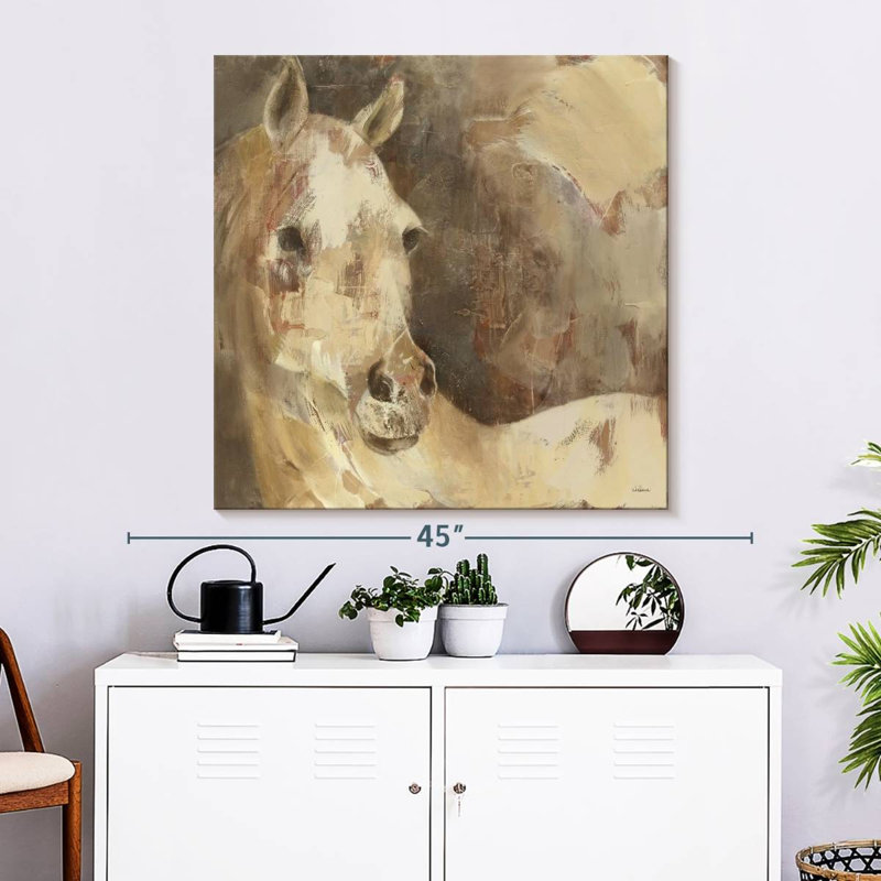 Cheval Brampt impressionnisme, H 33 po x l 33 po