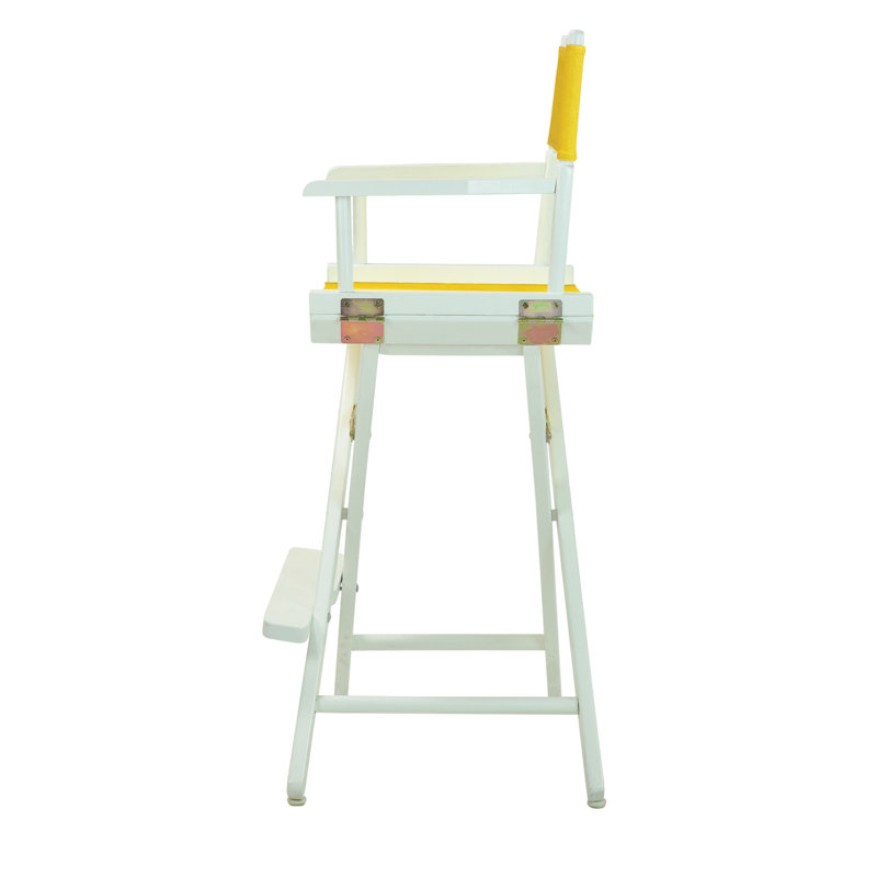 30" Folding Director Chair with Canvas, White, Gold