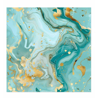 Abstrait art moderne abstrait bleu sarcelle cristal marbré III