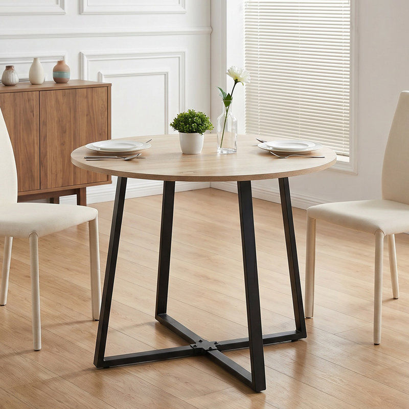 Table de salle à manger ronde Otrange 35,4 po, Bois brun