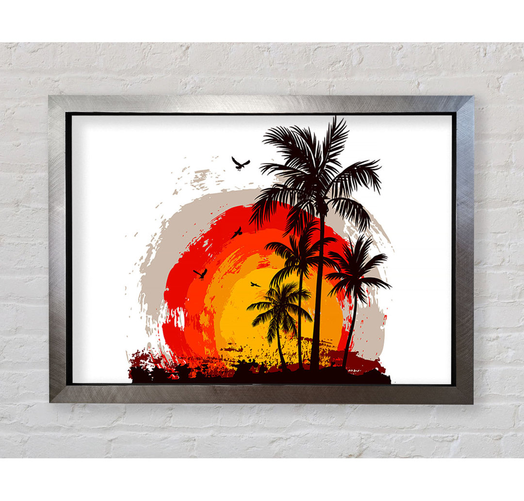 Gerahmtes Bild Impressionist Palm Tree Sun