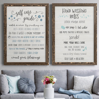 Guide to Self Care - Ensemble de 2 encadrements d'art textuel sur toile