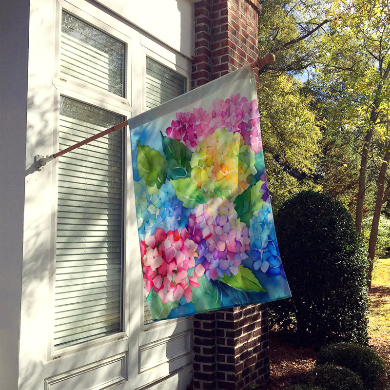 Hortensias dans le drapeau de la maison à l'aquarelle