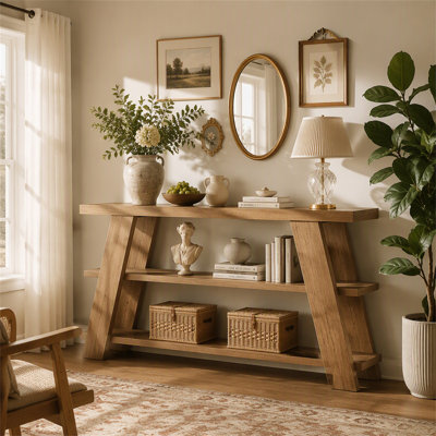 70.9"Console Table, 3-Tier Narrow Sofa Table Farmhouse Foyer Table