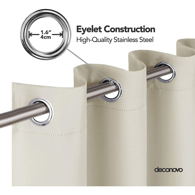 Blackout Door Curtain Pair, Light Beige, 117 W x 183 D cm
