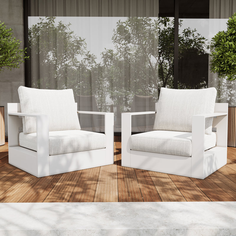 Ensemble de 2 fauteuils d'extérieur en aluminium thermolaqué avec coussins Ridgecrest