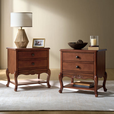 Evars Traditional 3-Drawer Fully Assembled End Table with Hidden Drawer and Built-In Power Outlet 