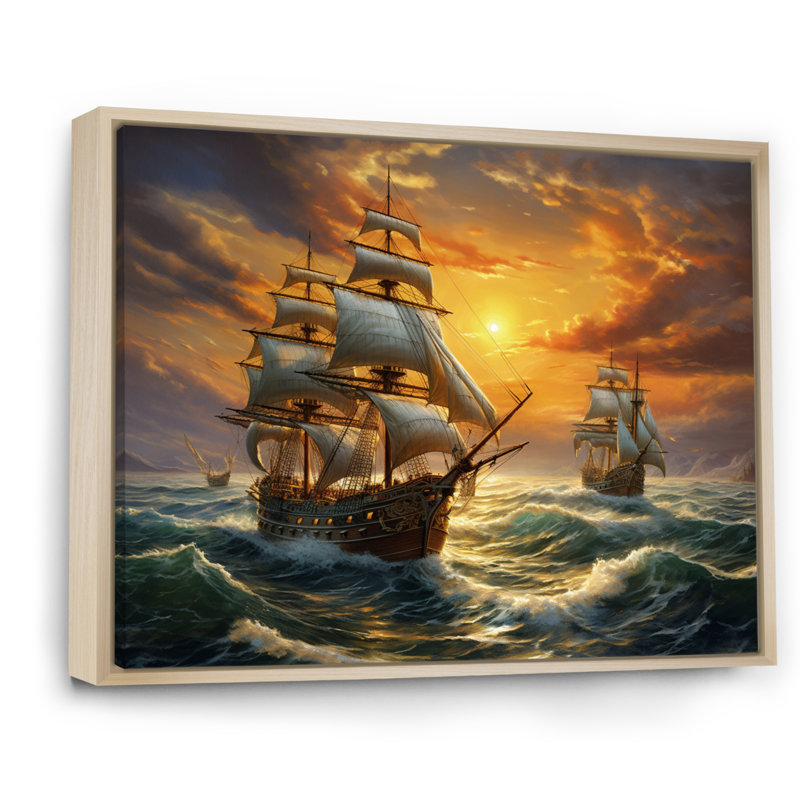 Boat Majestic Mariners II - Imprimé, H 12 po x l 20 po, Cadre naturel flottant