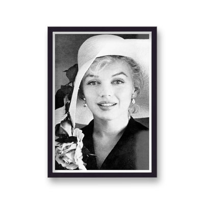 Marilyn Monroe Large Summer Hat Holding Roses 1 Piece Single Picture Frame Wall Art