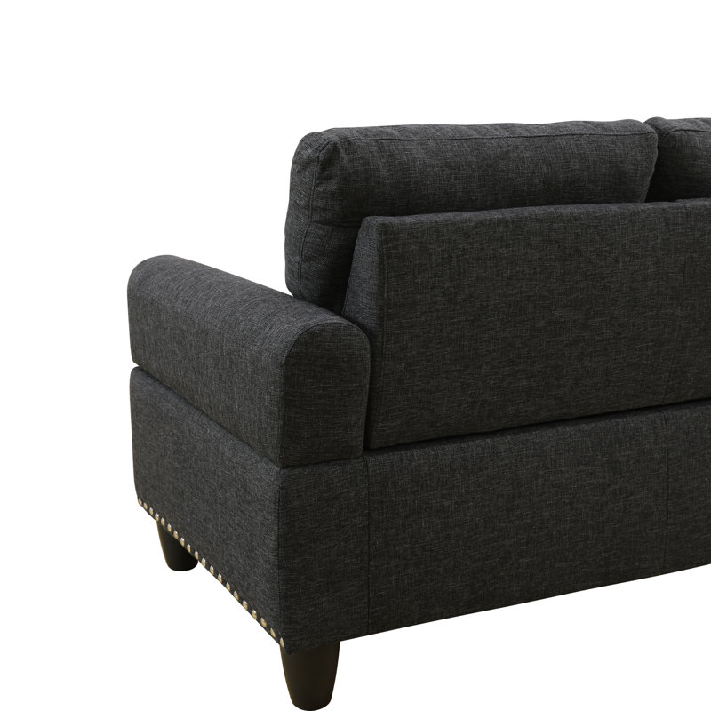 Ensemble de canapé en forme de L 3 pièces avec table rabattable et repose-pieds de rangement, disponible en tissu ou similicuir