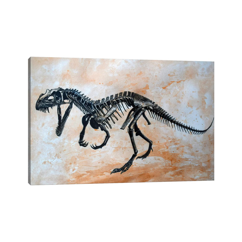 «Ceratosaurus Dinosaur Skeleton» par Harm Plat - peinture sur toile tendue, H 8 po x l 12 po x P 0,75 po