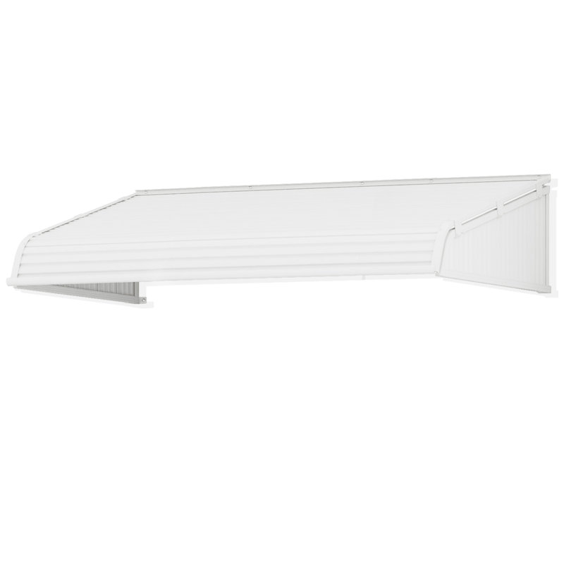 Kozyard Window Awning 72''W x 40''D with 2 Side Wings, Aluminum Frame with Impact-Resistant PVC Panels, Shade Angle Set During Installation, Rain, Snow & UV Protection Door Canopy