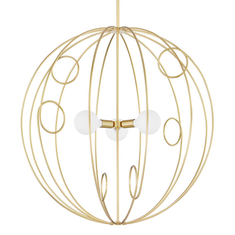 Luminaire suspendu sphérique unique à 1 lumière Alanis, Laiton vieilli