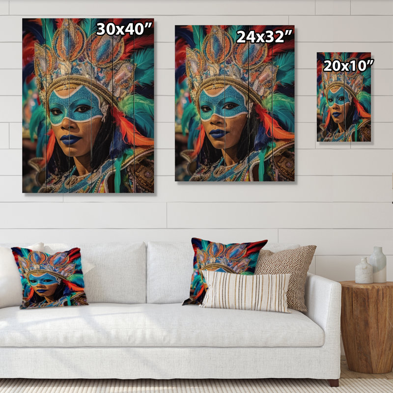 «New Orleans Mardi Gras Celebrations V» sur impression sur bois, H 40 po x l 30 po x P 0,78 po